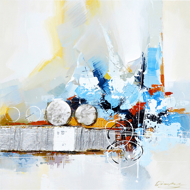 PXFC309 Wall décor art oil on canvas abstract blue silver black
